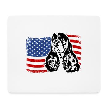 Cocker Américain Épagneul Drapeau de l’Amérique des États-Unis Wilsigns - Tapis de souris (format paysage) - blanc - Devant