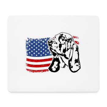 Basset Hound US Amerika Fahne Hunde Wilsigns - Mousepad (Querformat) - Weiß - Vorne