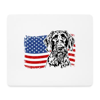 Allemand à poil dur US Amérique drapeau chiens Wilsigns - Tapis de souris (format paysage) - blanc - Devant