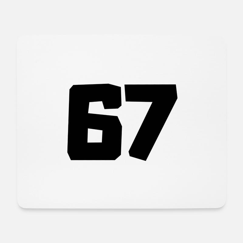 Retro 67 Zahlen Typo Grafik - Mousepad (Querformat) - Weiß