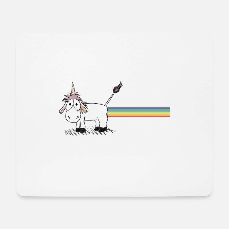 Unicorn with Rainbow - Mousepad (Querformat) - Weiß