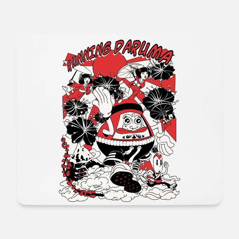 Daruma Laufen - Mousepad (Querformat) - Weiß
