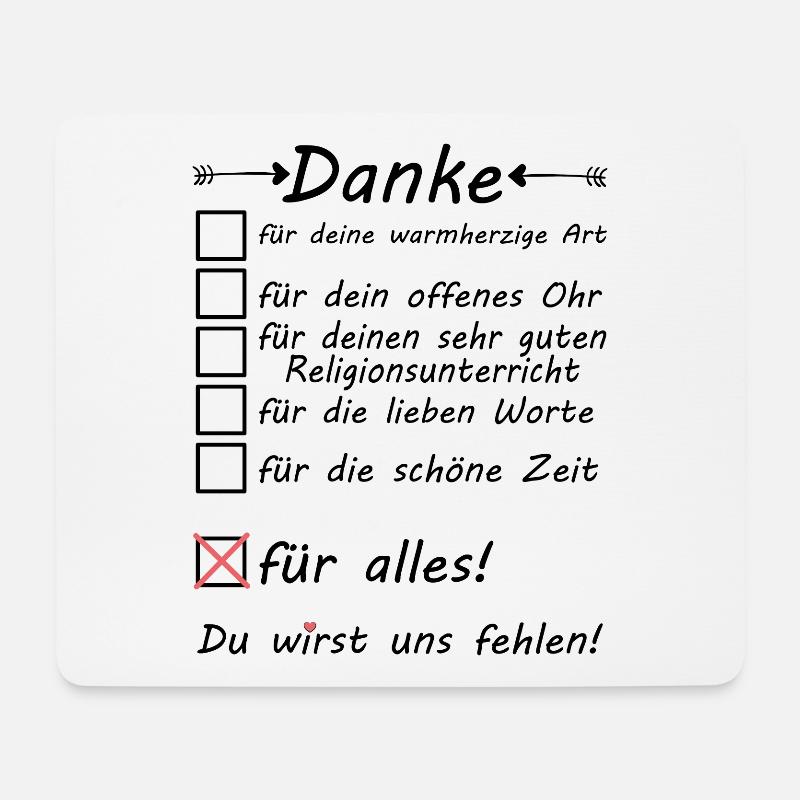 Religionslehrer Danke für Alles zum Abschied - Mousepad (Querformat) - Weiß
