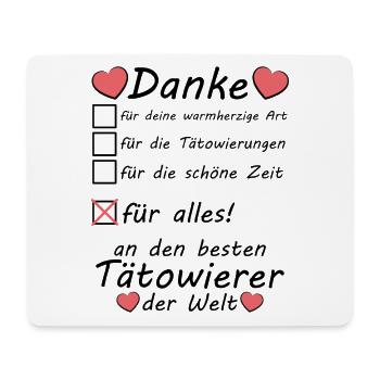Danke an beste Tätowierer Dankeschön zum Abschied - Mousepad (Querformat) - Weiß - Vorne