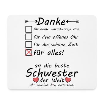 Schwester zieht aus Auszug Danke zum Abschied - Mousepad (Querformat) - Weiß - Vorne