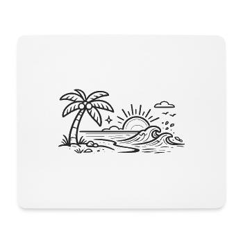 Tropical Palm Wave Line Art - Mouse Pad (horizontal) - white - Front