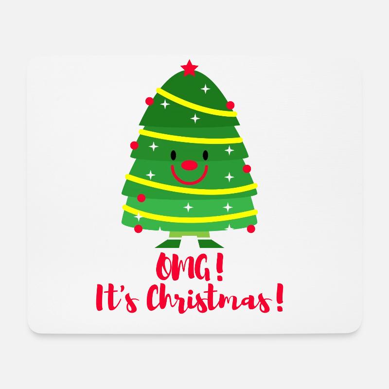 Es ist Weihnachten! Emoji. Emoticon-Weihnachtsbaum. - Mousepad (Querformat) - Weiß