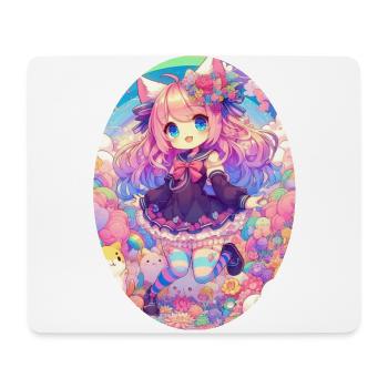 A cute anime girl in a cloud garden - Mouse Pad (horizontal) - white - Front