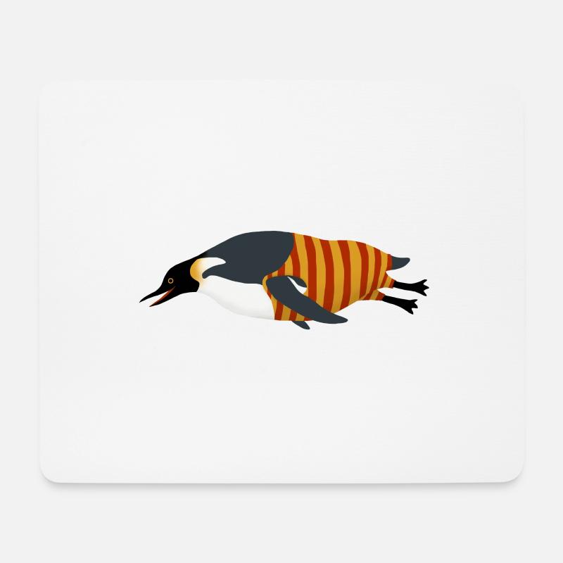 Pinguin taucht (Badeanzug rot gelb) - Mousepad (Querformat) - Weiß