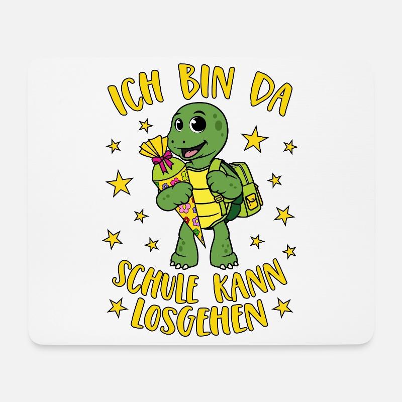 Schildkröte Spruch Ich bin da Schule kann losgehen - Mousepad (Querformat) - Weiß