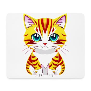 Adorable illustration d’un chat aux yeux bleus - Tapis de souris (format paysage) - blanc - Devant
