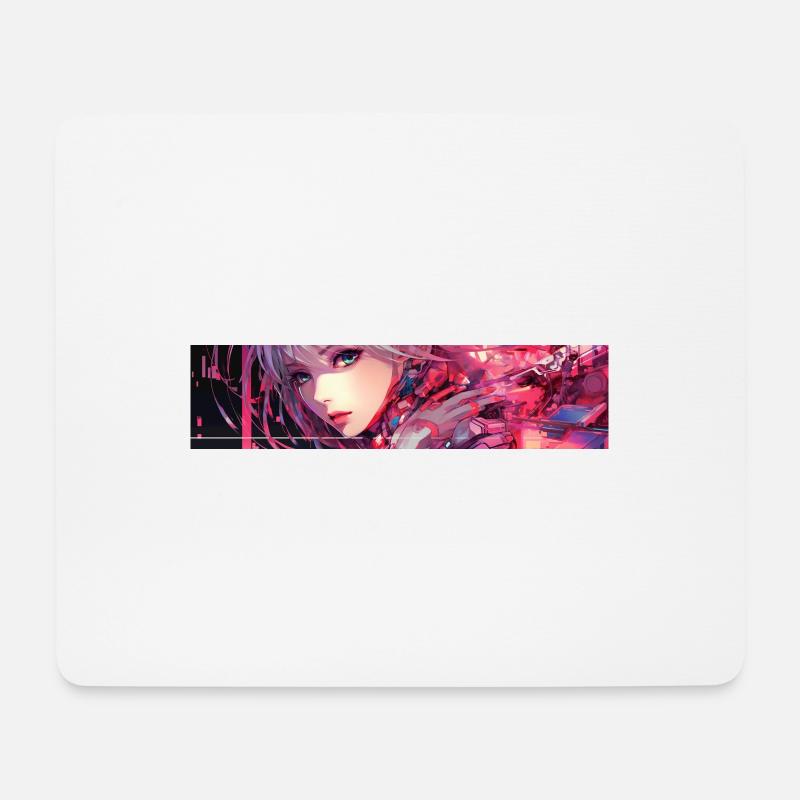 Anime Cyber - Mousepad (Querformat) - Weiß
