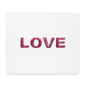 LOVE - Zotteliges Fell Pink - Mousepad (Querformat) - Weiß - Vorne
