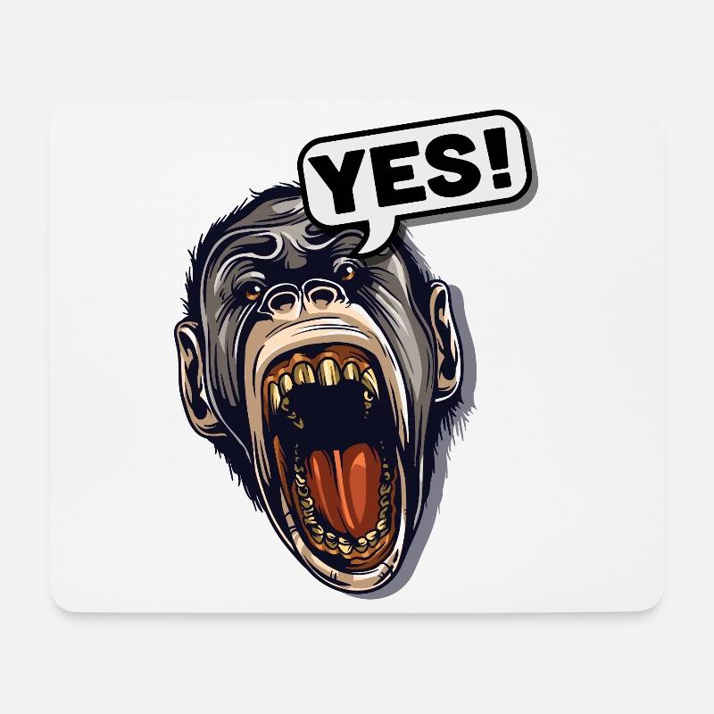 YES! Primat Affe Schimpanse - Mousepad (Querformat) - Weiß