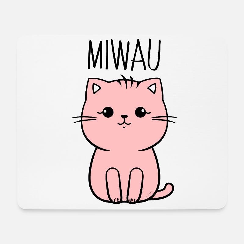 WITZIGE MIWAU KATZE PINK KITTEN KATZENBABY STYLE - Mousepad (Querformat) - Weiß