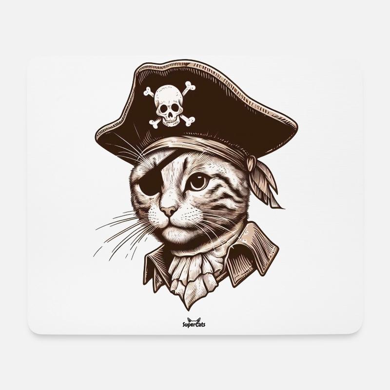 Piraten Katze 2 - Mousepad (Querformat) - Weiß