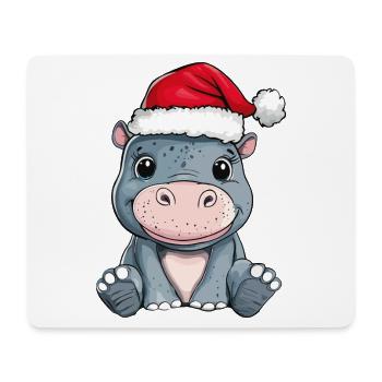 Nilpferd Weihnachten Süß Niedlich Weihnachtlich - Mousepad (Querformat) - Weiß - Vorne