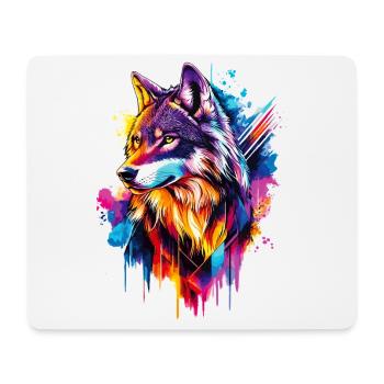 Loup Tête de loup Prédateur Forêt Nature sauvage Coloré - Tapis de souris (format paysage) - blanc - Devant