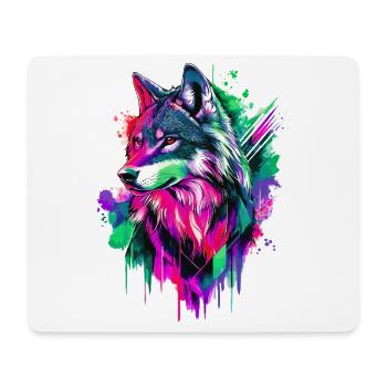 Loup Tête de loup Prédateur Forêt Nature sauvage Coloré - Tapis de souris (format paysage) - blanc - Devant