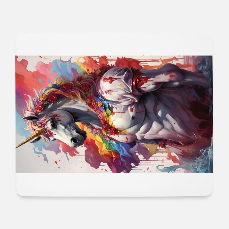 Einhornmann, Bunt, Muskulös - Mousepad (Querformat) - Weiß