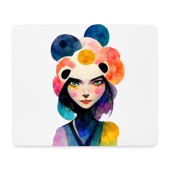 Femme asiatique en look panda - Tapis de souris (format paysage) - blanc - Devant