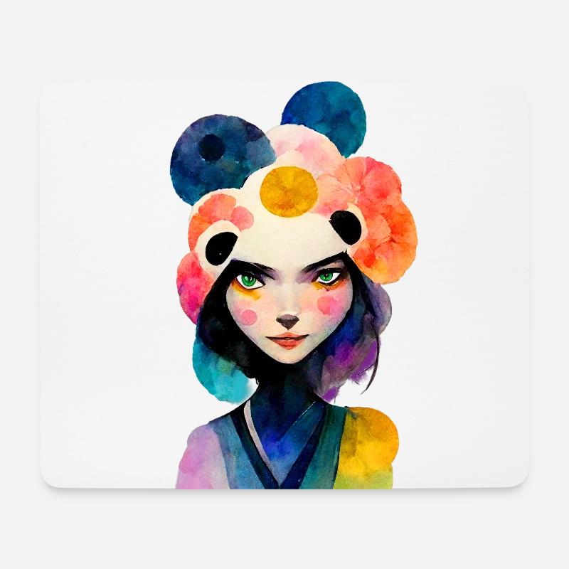 Asiatische Frau in Pandalook - Mousepad (Querformat) - Weiß