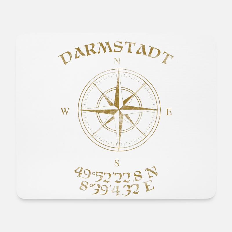 Kompass GPS Koordinaten Darmstadt - Mousepad (Querformat) - Weiß