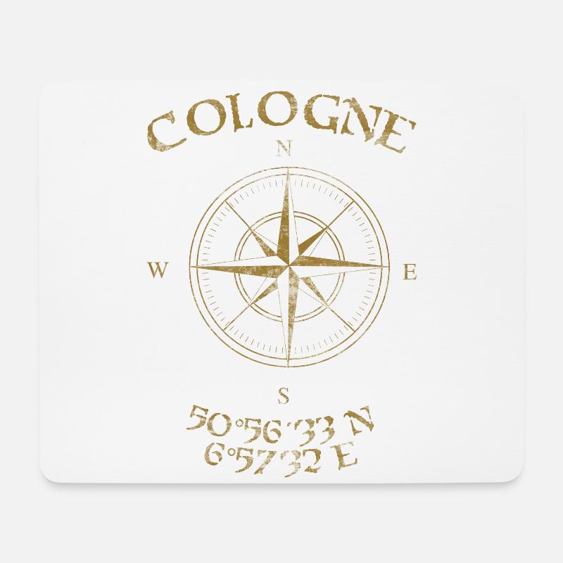 Kompass GPS Koordinaten Köln - Mousepad (Querformat) - Weiß