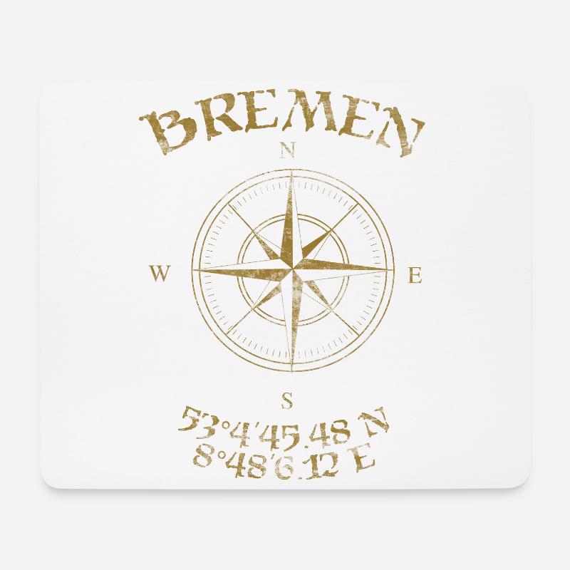Kompass GPS Koordinaten Bremen - Mousepad (Querformat) - Weiß