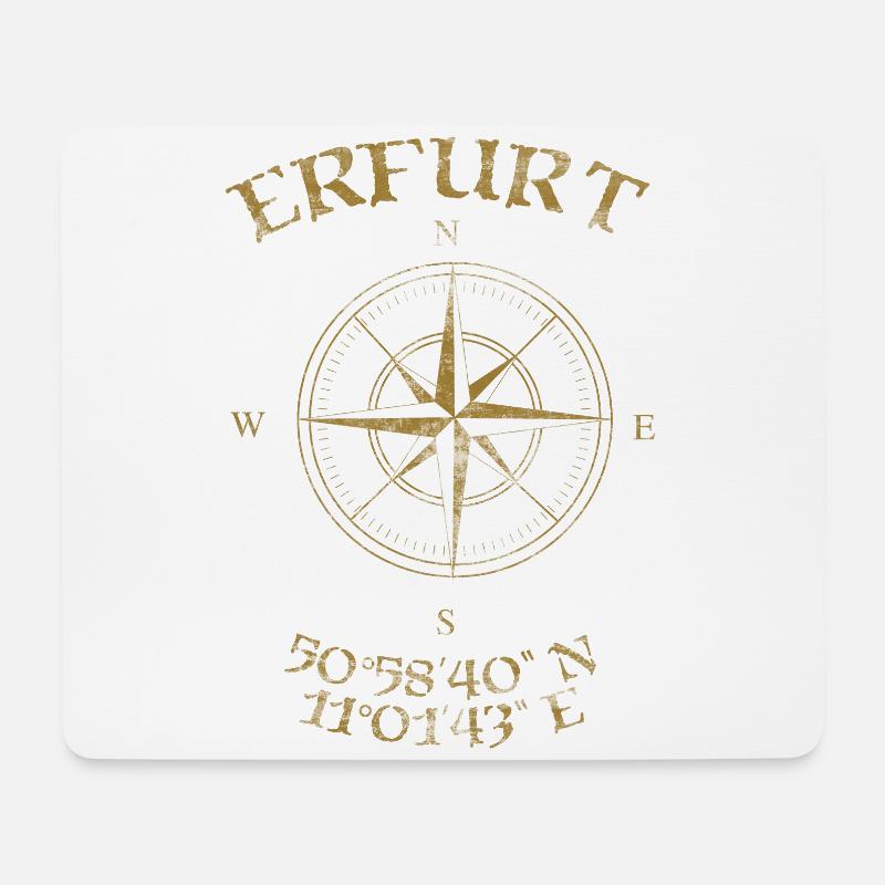 Kompass GPS Koordinaten Erfurt - Mousepad (Querformat) - Weiß