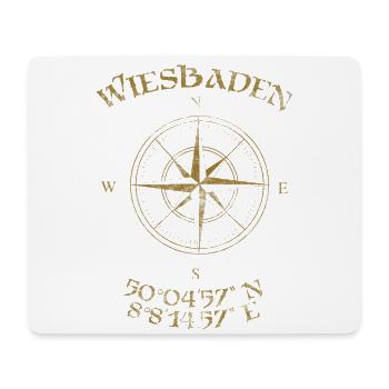 Kompass GPS Koordinaten Wiesbaden - Mousepad (Querformat) - Weiß - Vorne