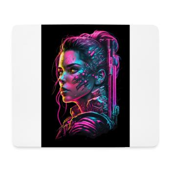 Futuristische Cyberpunk und Synthwave Femme Fatale - Mousepad (Querformat) - Weiß - Vorne