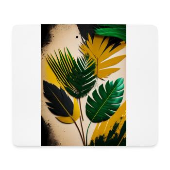 Stilisierte Palmblätter auf farbigem Hintergrund - Mousepad (Querformat) - Weiß - Vorne