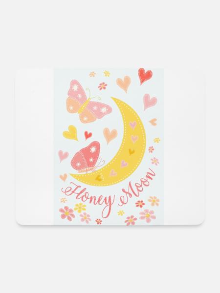 Honeymoon Mond Blüten Schmetterlinge Poster blau - Mousepad (Querformat) - Weiß