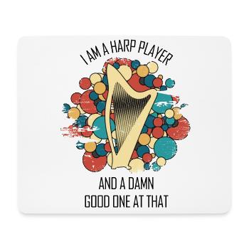 Harfe Geschenk Musikinstrument Musiker Zupfen - Mousepad (Querformat) - Weiß - Vorne