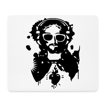 Jesus Graffiti mit Kopfhörer und Sonnenbrille - Mousepad (Querformat) - Weiß - Vorne