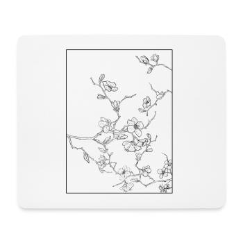 Floral Design Cerisier Outline Noir - Tapis de souris (format paysage) - blanc - Devant