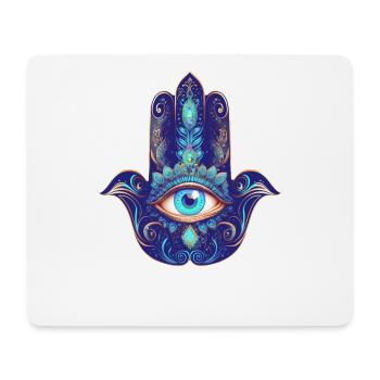 Hamsa Hand, Allsehendes Auge, Nazar, Schutzsymbol - Mousepad (Querformat) - Weiß - Vorne