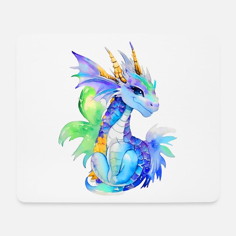 Kleiner Drache - Mousepad (Querformat) - Weiß