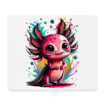 Axolotl Farbenfroh - Axolotl Amphibie - Lurch Bunt - Mousepad (Querformat) - Weiß - Vorne