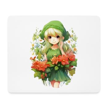 Blonde Elf Girl Flower Field Fantasy Shirt - Mouse Pad (horizontal) - white - Front