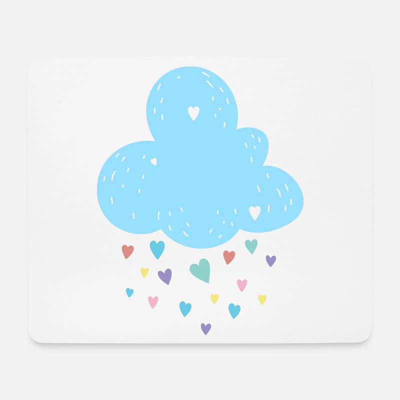 Nuage Pastel Coeurs Douche - Tapis de souris (format paysage) - blanc