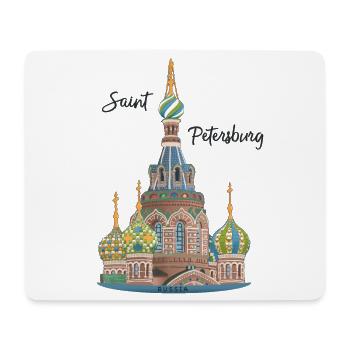 St. Petersburg, Church, Russia, Hand Drawing - Mouse Pad (horizontal) - white - Front
