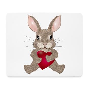 putziges Kaninchen mit Herz zum Valentinstag - Mousepad (Querformat) - Weiß - Vorne