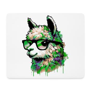 Alpaka mit Brille - Mousepad (Querformat) - Weiß - Vorne