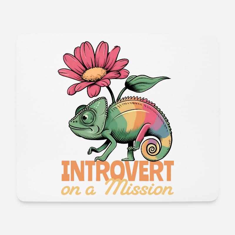 Introvert on a Mission – Chamäleon-Power - Mousepad (Querformat) - Weiß