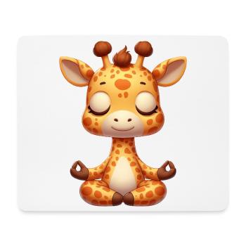 Cute Giraffe Yoga Meditation Relaxation Cartoon - Mouse Pad (horizontal) - white - Front