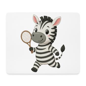 Zèbre mignon jouant au tennis enfants joie - Tapis de souris (format paysage) - blanc - Devant