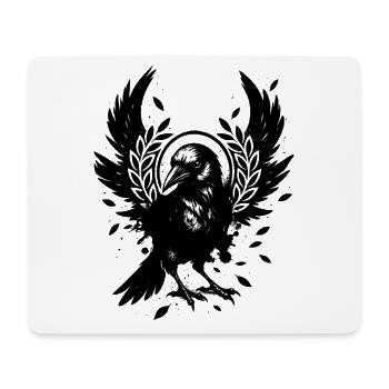 Stylized crow – mystical black and white motif - Mouse Pad (horizontal) - white - Front