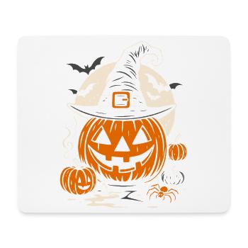 Halloween Pumpkin with Witch Hat & Spider - Mouse Pad (horizontal) - white - Front